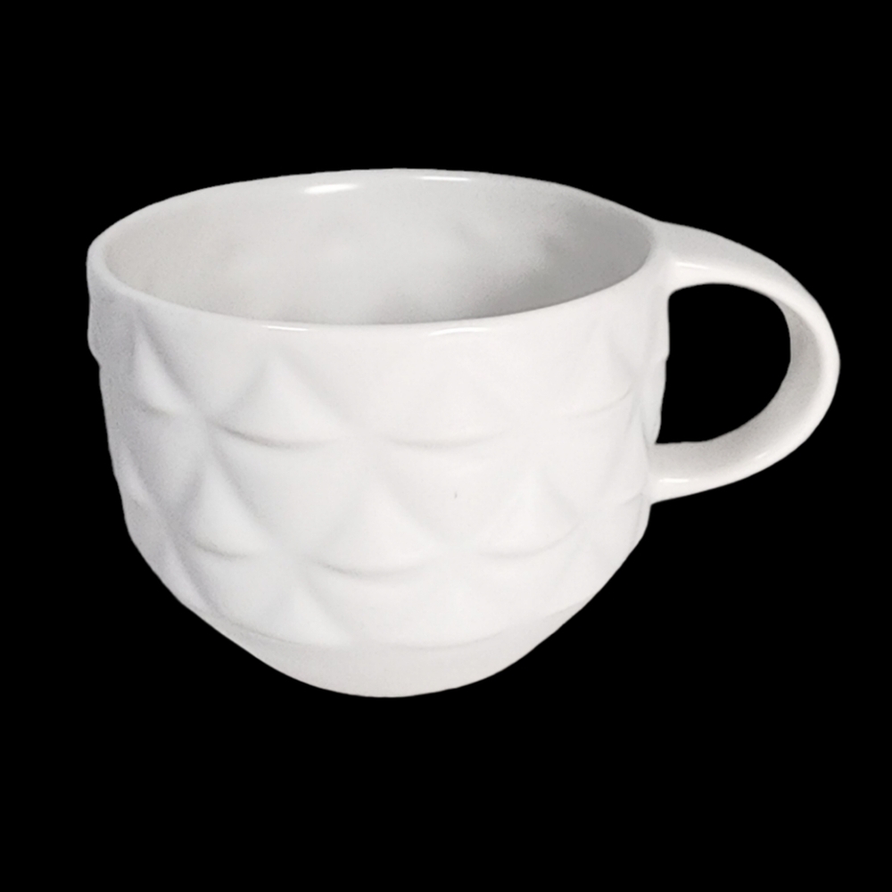 Starbucks 2013 New Bone China White Coffee Tea Mug Faceted Textured Geometric